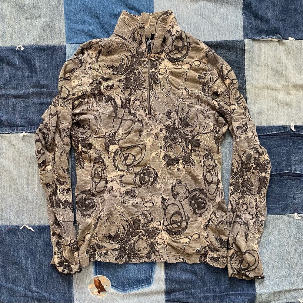 sno skins quarter zip base layer size S tan black gorpcore cyber